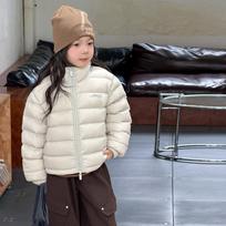Unisex Parent Child Stand Collar Thick Warm Letter Winter Down Jacket 170 balta