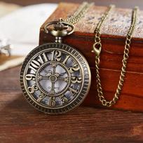 Antikvarinis Steampunk Bronzinis Tuščiaviduris Dantratis Kvarcinis Kišeninis Laikrodis Pakabukas Dovana Su Grandinėle Berniukams Vyrams gray