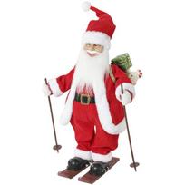 Kalėdų Senelio dekoracija, dainuojanti ir judanti, su slidėmis, 66 cm, raudona