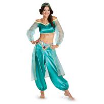 Halloween costume adult female, sexy search banner jasmine princess dress magic lamp cosplay stage costume M blue