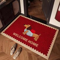 Sveiki namuose kilimėlis kilimas namų dekoracija takso šuo raštas raudonas smėlio spalvos vintažinis amerikietiško stiliaus grindų dekoras sveikinimo kilimėlis 40cm x 60cm red