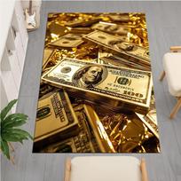 Living Room Rug 3D Gold Coin Wealth Theme Carpet Non-Slip Soft Easy To Clean Durable Trendy Fun Luxury Decor Area Home Decor Mat 40X60cm white