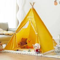 1,6M Palapinė Vaikams Teepee Nešiojama Vidaus ir Lauko Paprasta Berniukams ir Mergaitėms Trikampė Palapinė Vaikų Praktinio Žaidimo Namelis Žaidimas Namuose yellow