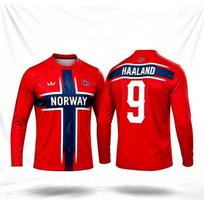 Norwegian Style Men's Long-sleeved Football Jersey Number 9 Red Training Outfit Suitable for Both Men and Women Sports T-shirt S red