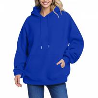 Women's Hoodie Women's Color Long-sleeved Baggy Pullover Sweater Top XXXL blue