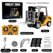 1:64 2.4G RC Mini Alloy Car Forklift with Trailer Excavator Desktop Game Remote Control Engineering Lift Truck Child's Toy Gifts gray
