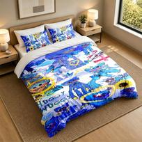Soft Bedding Set Huggy Wuggy Pattern, 1 Duvet Cover plus 2 Pillowcases Stylish Bedroom Home Textile 140cmx200cm white