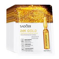 10pcs SADOER 24K Gold Vitamin C Hyaluronic Acid Face Mask Facial Moisturizing Firming Hydrating Facial Masks Skin Care Products yellow