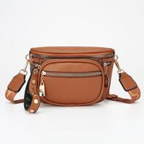 2026 New Korean Women's Fanny Pack Wide Shoulder Strap Crossbody Bag Casual Versatile One Shoulder Mini Small Bag 16*14*11 brown