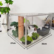 Transparent Acrylic Reptile Terrarium Crested Gecko Leopard With Ventilation Waterproof Design Large Reptile Enclosure 36x27x22cm gray