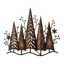 Žiemos miško namų dekoras, vintažinis apšviestas sienos dekoras, rustic metalinis pušų miško medis, šventinės dekoracijos skulptūra su LED lemputėmis sodybos nameliui 1pc black