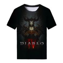 Naujas Žaidimas Diablo 4 3D Spausdinti Marškinėliai Vyrams Moterims Laisvalaikio Mados Gatvės Stiliaus Ypač Dideli Trumpomis Rankovėmis Marškinėliai Vaikams T-shirt Viršutiniai Drabužiai 6XL pilka
