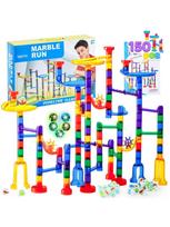 150 Pcs Glowing Marble Run Building Construction Blocks Playthings featuring 5 Glow Marbles designed for Children Birth Date Xmas Present blue