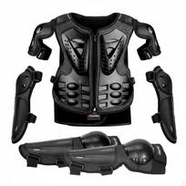 5 Pieces Kids Motorcycle ImpactResistant Suit Shock Absorbing Young Motocross Adjustable Straps juoda