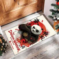 Kung Fu Panda Crystal Velvet Rug, Soft Anti‑Slip Crystal Velvet Carpet for Living Room Bedroom Home Decor 60cmx90cm