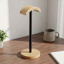 Wooden Headphone Stand Solid Wood Base Desktop Rack DIY Assembly Gaming Headset for Light Wood gray