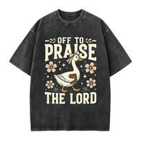 Off to Praise the Lord T-Shirt, Bible Verse Christian Tee, Faith Goose Shirt, Tr S black