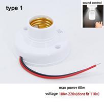 AC 110V-240V Sound or PIR Motion Human Body Infrared Sensor Lamp Holder Bulb E27 Base socket LED Night Light Detector Delay Time Model 1