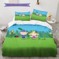 Benas ir Holė Raštas Patalynės Antklodžių Komplektas Namų Dekoras Dovana (1 * antklodės užvalkalas + 2 * pagalvės užvalkalai be šerdies) 135x200cm blue