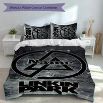 3pcs Custom Name Linkin Park Set,Includes 1 Duvet Cover and 2 Pillowcases,All-season Bedroom Decor 135cmx200cm white