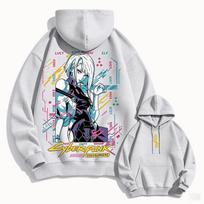 Cyberpunk Edgerunners Graphic Hoodies Autumn Winter Men Manga Vintage Oversized Unisex Streetwear Trendy Sports Graphic Y2k Short Sleeves Classic M gray