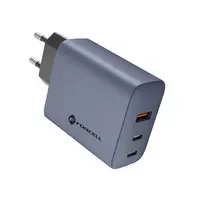 FORCELL F-ENERGY GaN VT-42B Sieninis Įkroviklis 2x USB-C + USB-A PD QC4.0 4A 65W Pilka