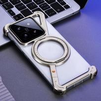 Z formos metalinis rėmelis Magsafe telefono dėklas Xiaomi 14 15 Pro Ultra, aliuminio lydinio, be rėmelio, 360° magnetinis laikiklis, smūgiams atsparus dangtelis For Xiaomi 14 Pro&With original box white