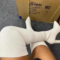 Moteriški aukšti batai Rudens Žiemos Virš kelių Batai Aukštos kokybės Tamprios kojinės Batai Vakarėliui Seksualūs 9 cm Kulnas Moteriški batai Botas Mujer 40 black