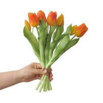 Artificial Tulip Flower 12  Real Touch Long Stem Fake Tulip Flower for Spring Easter Home Kitchen Wedding Dining Table Centerpiece oranžinė