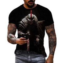 European and American Fashion Retro Spartan Warrior Graphic T-shirt For Men New Trend Casual 3D Printed Cool Personality Tee Top 2XL black