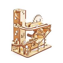 Spiral Marble Run 3D Wooden Puzzle: Mechanical DIY Model Building Set for Adult and Teen Brain Engagement. beige