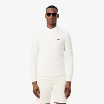 [lacoste] Men's Cable Long Sleeve Crewneck Pullover AH7627-56GX0N 6 white