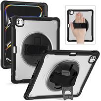 Kickstand Tablet Cases for iPad Pro 13 2024 Kids Friendly Pencil Holder Hand Strap Adjustable Shoulder Strap 360 Rotating Covers skaidri