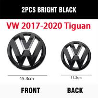 2PCS bright black For Volkswagen VW Tiguan 2017-2020 Car Front Grill/Rear label logo Trunk Emblem Lid Covers Sticker Accessories kj6 gray