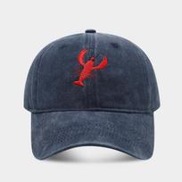 New retro lobster embroidery old cap soft top washed baseball cap outdoor sports sun hat adjustable black