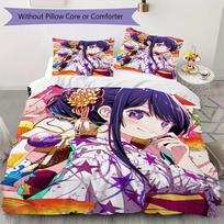 Oshi no K Pattern Bedding,Quilt Set Quilt Cover Pillowcase Home Birthday Gift(1 * duvet cover + 2 * pillowcase, without core)_lx 135x200cm blue