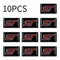10Pc 3D Epoxy ST Logo Car Styling Stickers Small Drop Glue WMVK1 Decals For Ford Focus MK3 Ranger Fiesta S-Max Mondeo Kuga Accessories black