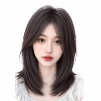 Hair Extension Long Straight Layered Hair Hair Toppers Wigs with Bangs  Increase Hair Volume 40CM Natural Color black