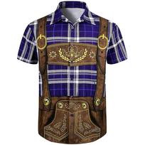 Oktoberfest Full Print Shirt for Men Oktoberfest Bavarian T-Shirt Funny 3D October Festival Lederhosen Costume Short Sleeve Top XXL gray
