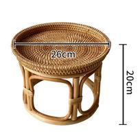 Stalas naktinis apvalus kavos vintažinio stiliaus rankų darbo tinkamas svetainei miegamajam balkonui 26cmx20cm beige