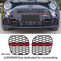 Honeycomb Mesh Grille Insert Front Bumper Lower Air Vent Decoration Net Fish Scale Net for MINI Cooper S JCW LCI F55 F56 F57 Red striped
