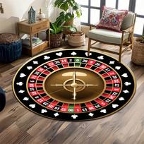 Casino Roulette Wheel Design Carpet Print round rug, living room, bedroom, playroom carpet, non slip floor mat, gift 60cmx60cm brown