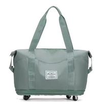Short-distance Luggage Bag with Pulleys Can Be Expanded Moving Storage Package for Pregnant Women To Give Birth Large Capacity Portable Fitness Bag žalia
