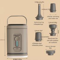 1SET Portable Rechargeable Air Pump - 3-in-1 Air Pump with LED Light, 5 Multifunctional Nozzles for Outdoor Air Filling Equipment gray