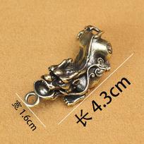 Pixiu pure brass keychain couple necklace pendant car pendant children's gift creative back retro bag pendant brown