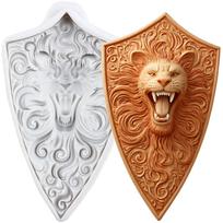 Lion Shield Silicone Mold Shield Fondant Molds Cake Decorating Tools Cupcake Topper Candy Resin Clay Chocolate Gumpaste Mold pilka spalva