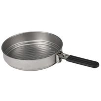 1100 ml titano keptuvė itin lengva grilio keptuvė su sulankstoma rankena lauko maisto gaminimui, stovyklavimui, žygiams, kuprinėms gray