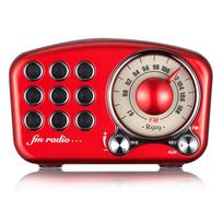 Retro Design Bluetooth Speaker with FM-Radio R919-B Red raudona