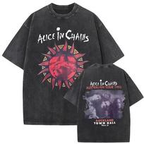 2026 Naujas Atvykimas Unisex Drabužiai Marškinėliai Vyrams Skalbti Vintažiniai Roko Grupė Alice in Chains Jar of Flies Albumas Vyriški Drabužiai Marškinėliai Y2k L tamsiai mėlyna spalva