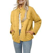 Europe and the United States Women's New 2024 Autumn and Winter Ladies Collar Loose Fashion Lightweight Jacket Coat XXXL geltona
